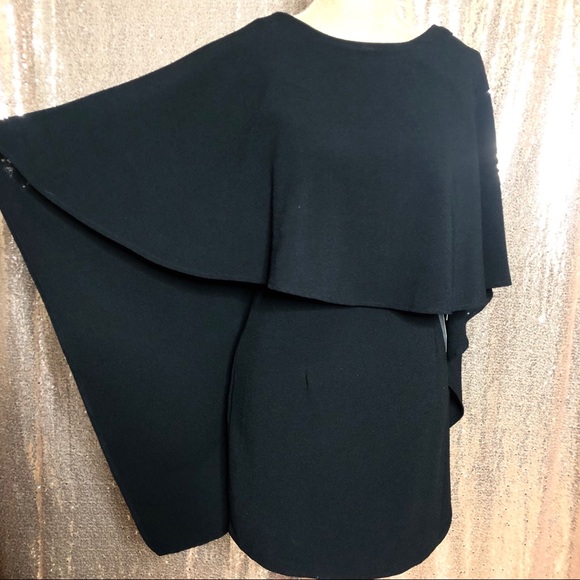 🏷SOLD LULU’S Black Mini Cape Dress Best Yet Come - Picture 2 of 9